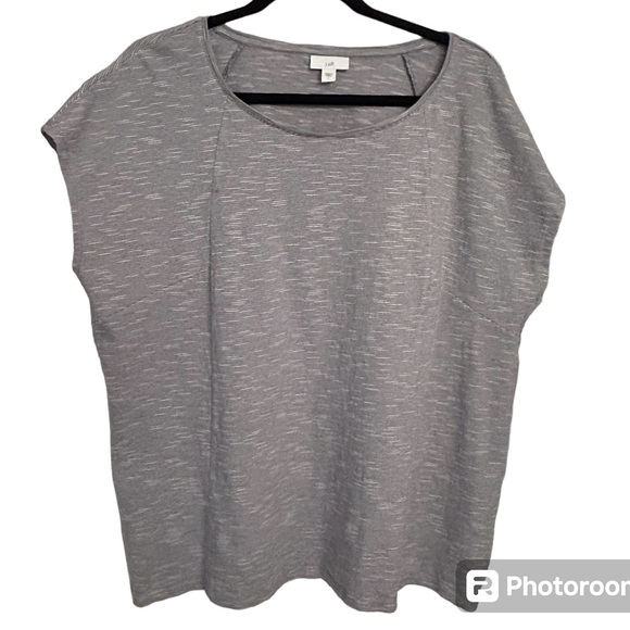 J. Jill Tops - J.Jill Grey Striated Seamed Cap Sleeve Boxy Cotton Tee Size Large